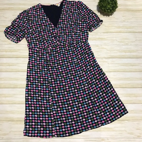 Boden Dresses & Skirts - Boden Colorful Pink Scallop Print Long Modest Short Sleeve Dress Women’s 12